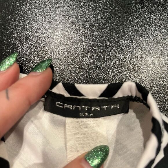 Cantata Black and White Striped Tube Top Sleeveless Dress W/ Blue Bottom Womens - Picture 4 of 5